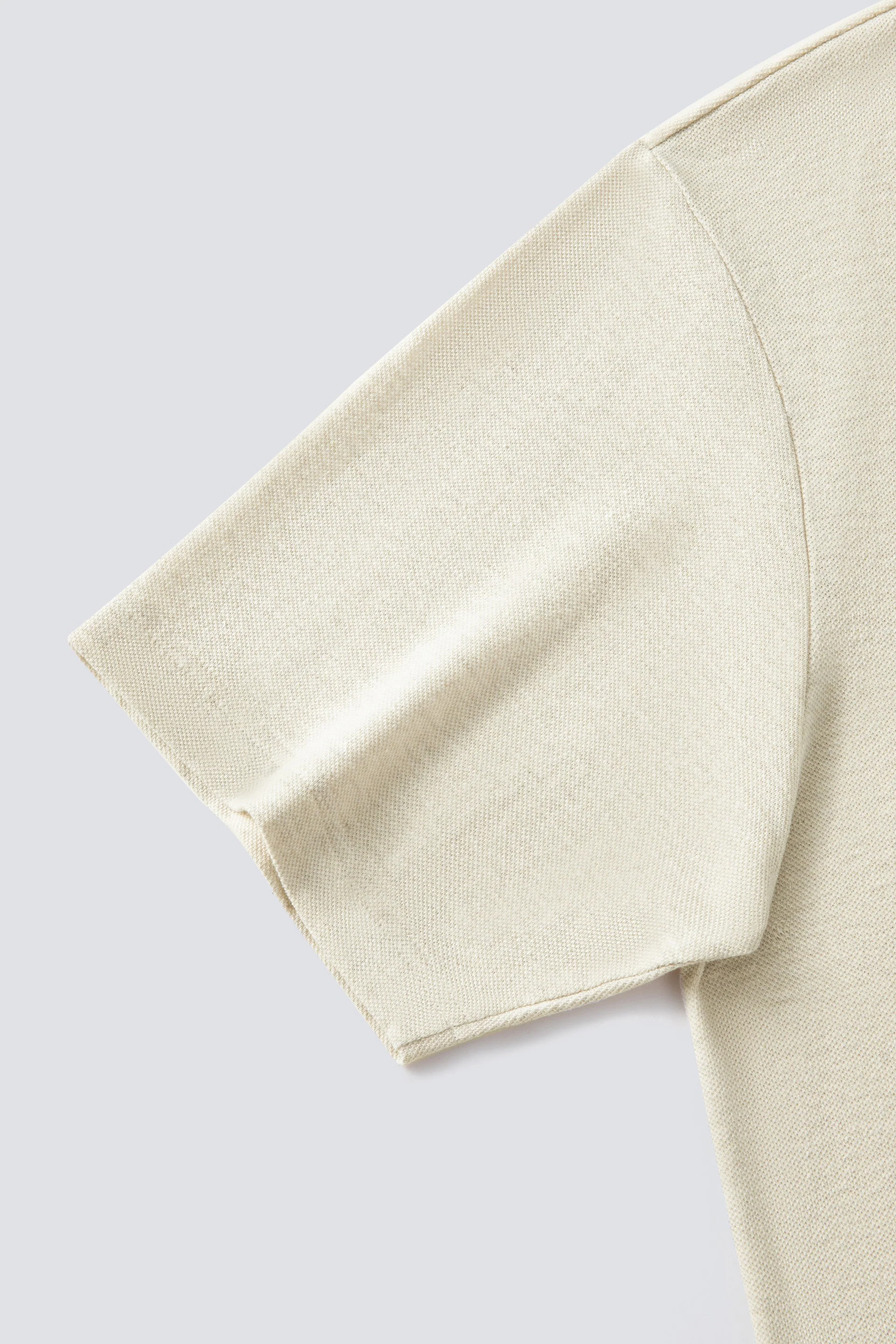 Cotton-Hemp Camp Collar Polo – Heather Light Khaki