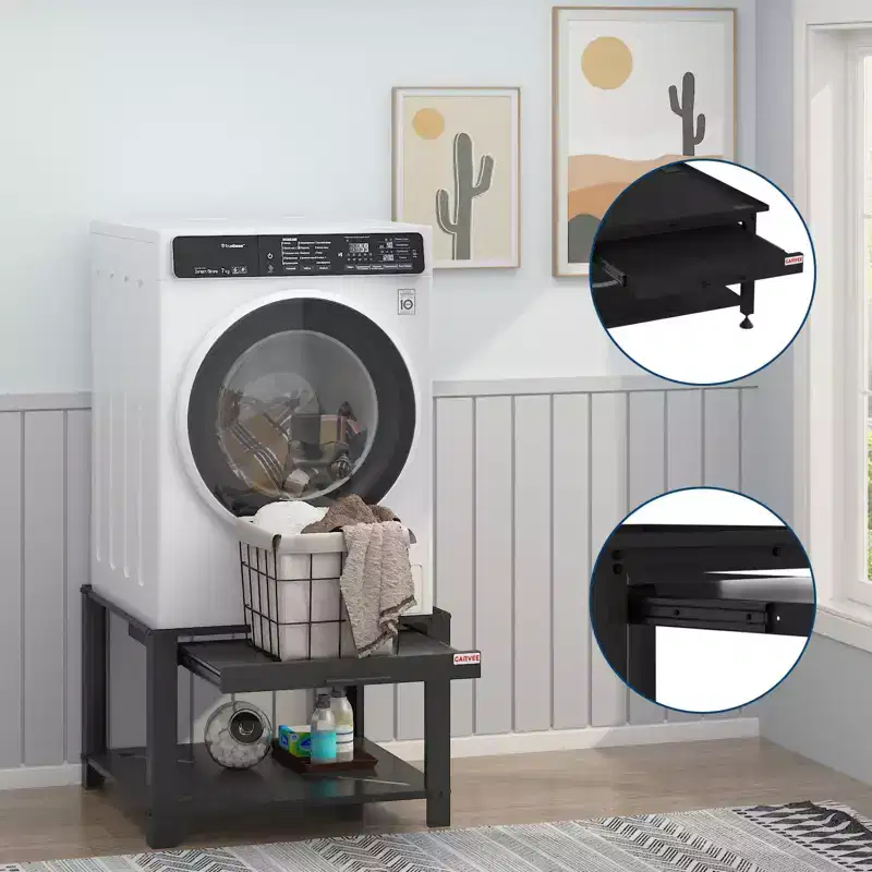 Washer and Dryer Pedestals with Basket Shelf, 20 Hight Laundry Pedestal with Adjustable Anti-Vibration Pads