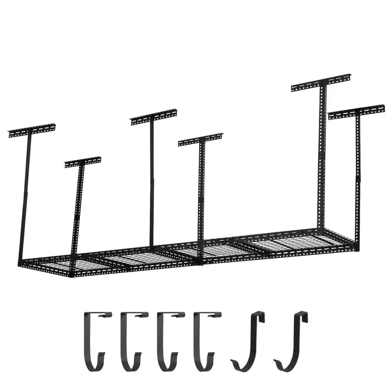 Overhead Garage Storage Rack ,Steel Ceiling Shelves Capacity,Height Adjustable 22-40 Inches,Space-Saving for Attic Basement Shed (4/6 Posts)