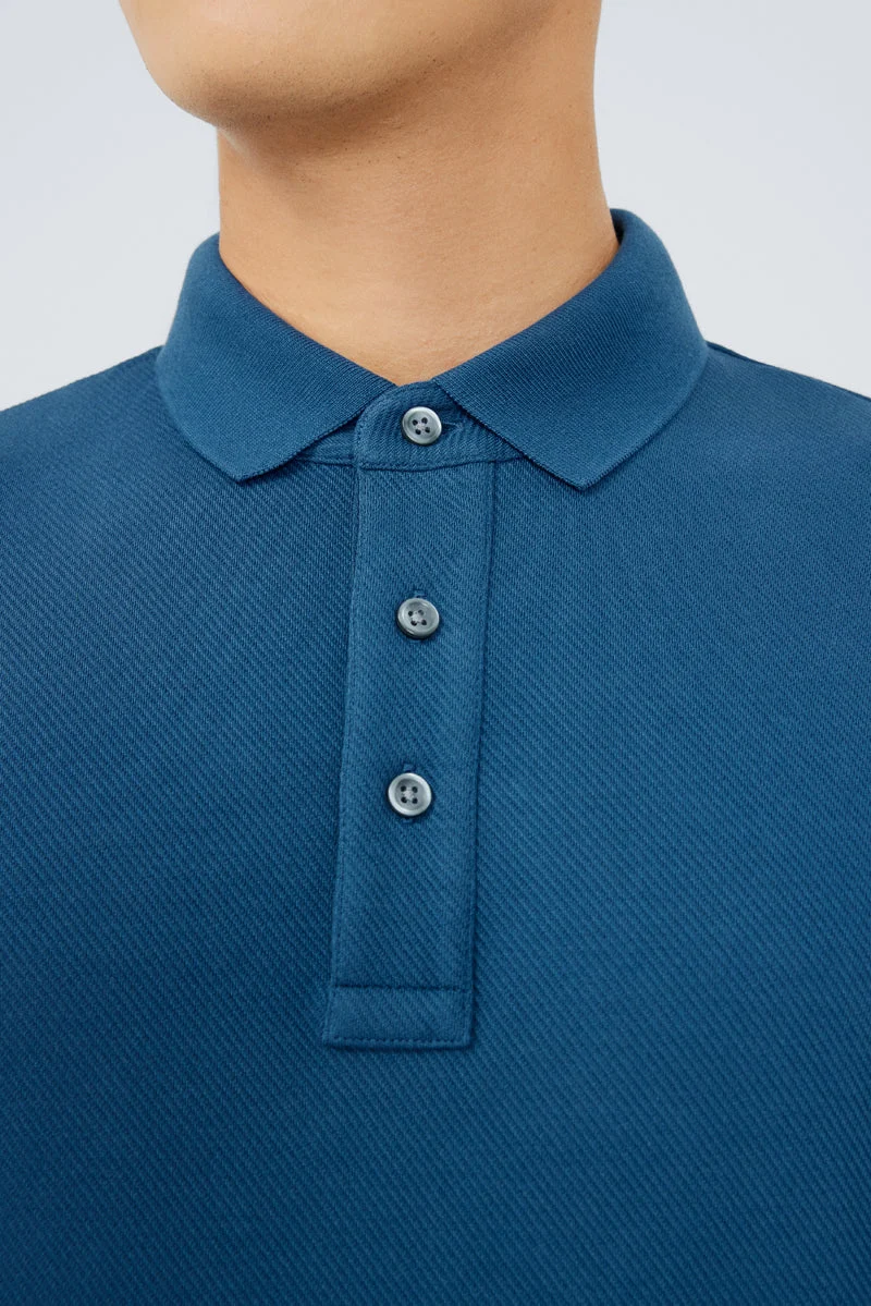 Jacquard Long Sleeve Polo – Teal