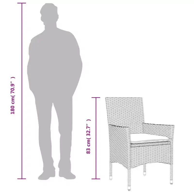 vidaXL Patio Chairs with Cushions 2 pcs Poly Rattan