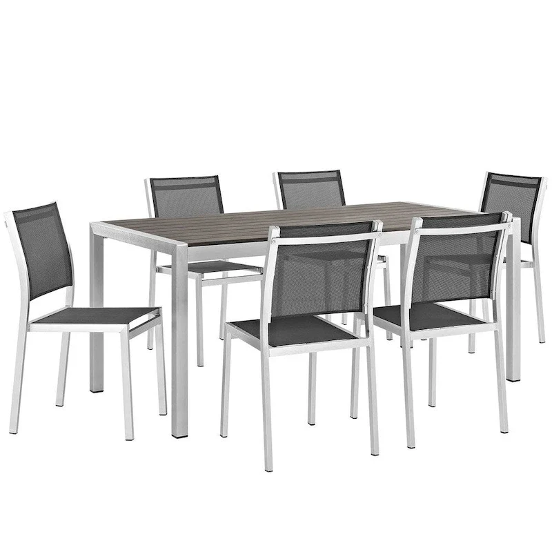 Shore 7 Piece Outdoor Patio Aluminum Dining Set