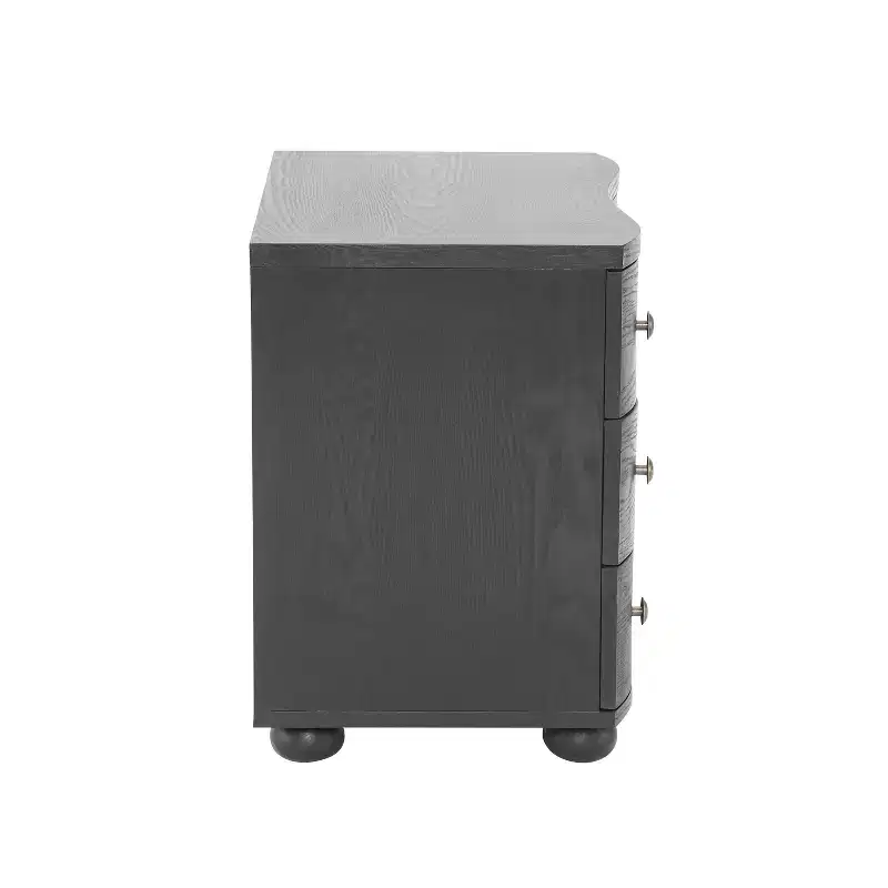 Christopher Knight Home Chaeryeong Modern Wooden 3-Drawer Nightstand with Curved Front Design