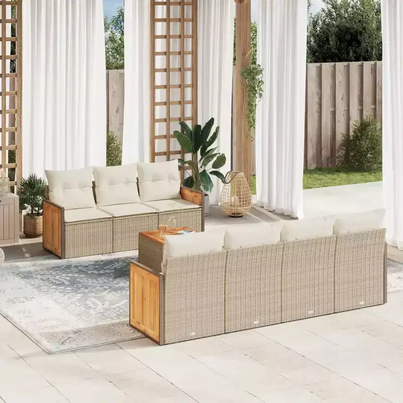 vidaXL Garden Sofa Set Beige, Cream White