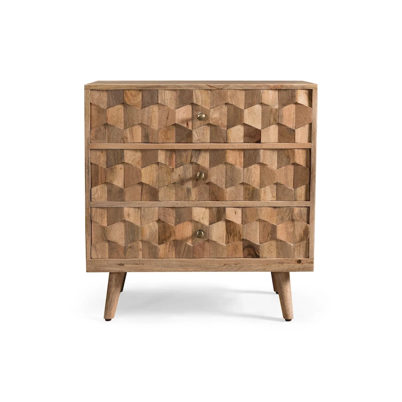 Latona Mid-Century Modern Handcrafted Mango Wood 3 Drawer Chest by Christopher Knight Home