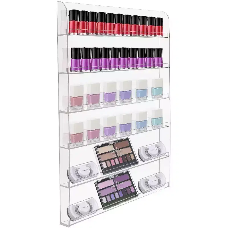 Sorbus 6-Tier Clear Acrylic Nail Polish Wall Rack Display Holder - Stylish Organizer - Holds up to 90 Nail Polish Bottles