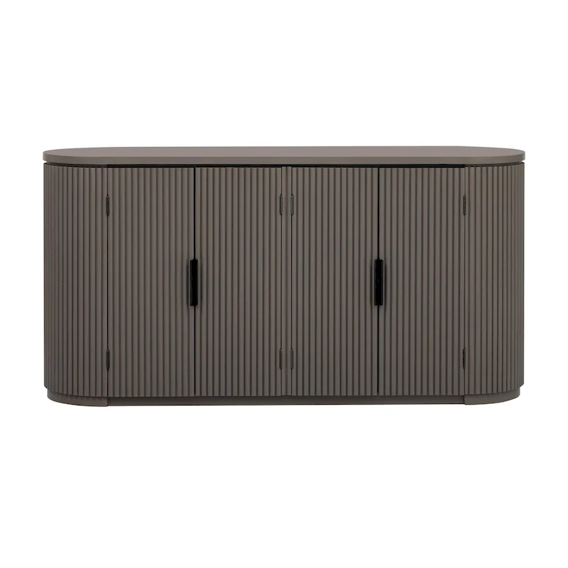 Vertical Stripe Door Sideboard Cabinet – Brown, MDF, Adjustable Shelves