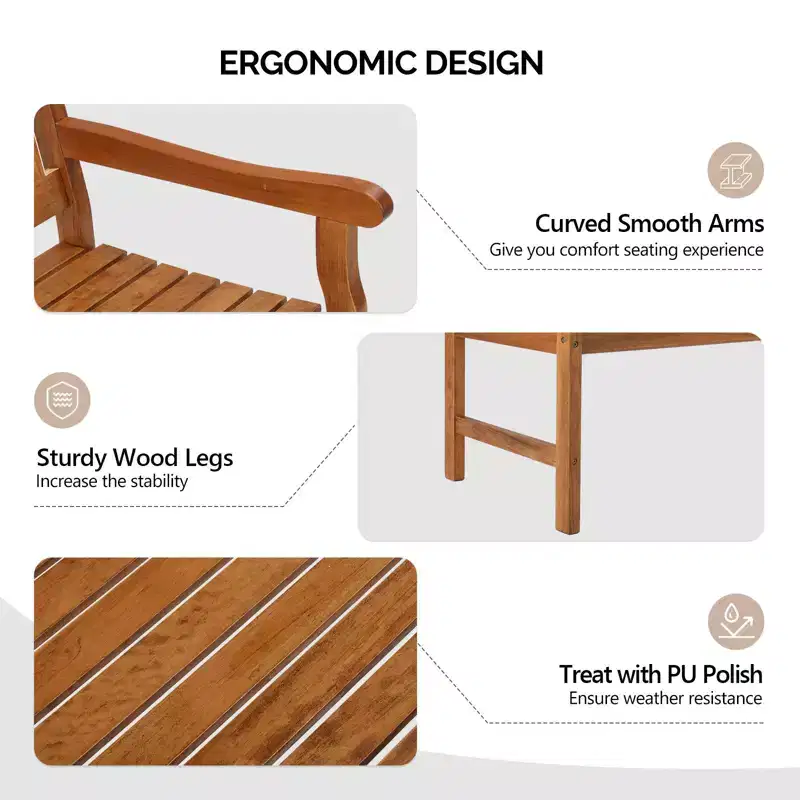 Karl Home | Original Wood Geometric Back Patio Bench