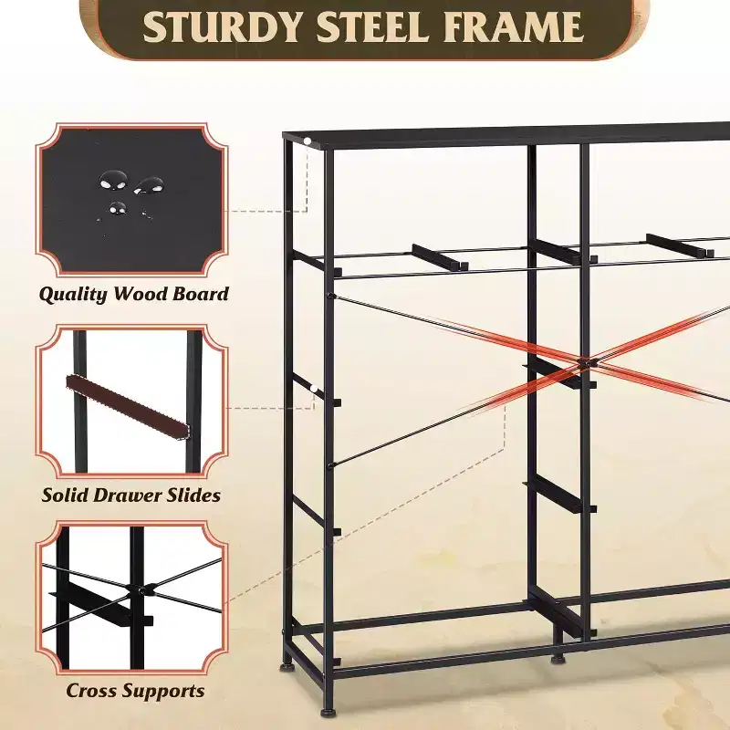 Dresser for Bedroom with 10 Drawers, Wide Fabric Dresser for Storage and Organization, Chest of Drawers for Living Room Hallway Closet, Black