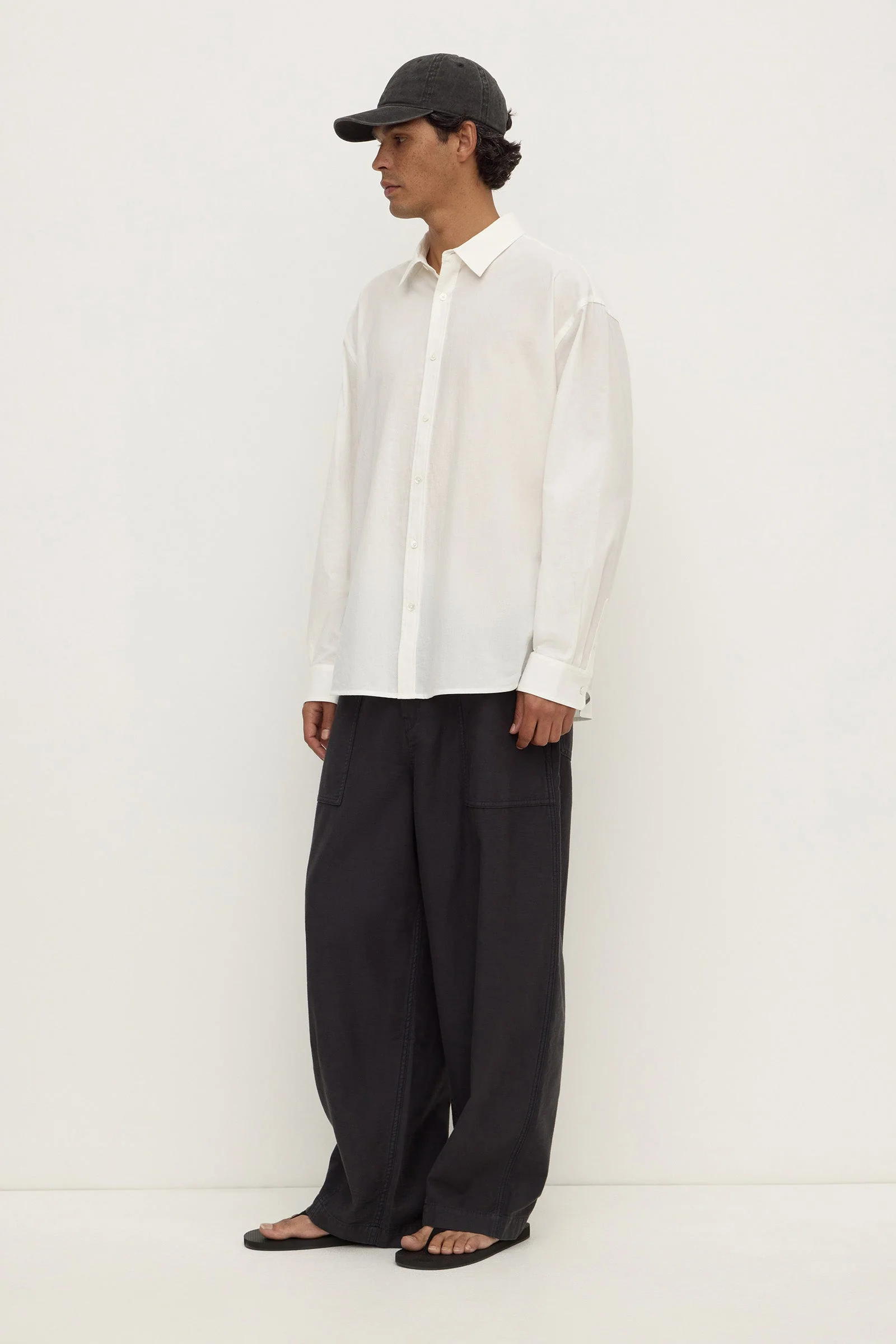 White Cotton Voile Long Sleeve Shirt