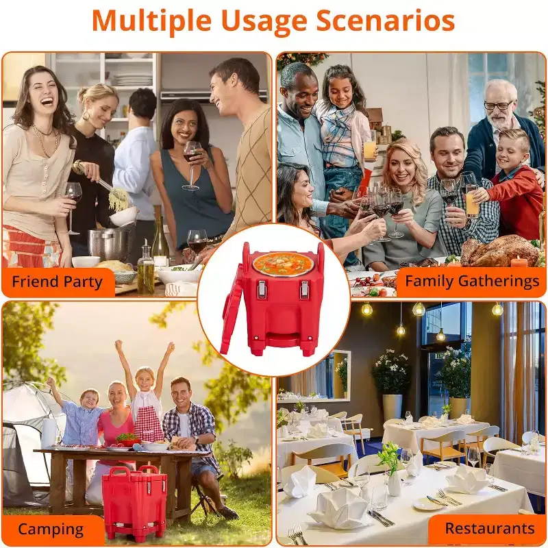 Insulated Food Carrier 22Qt Stackable Hot Box with Spoon and Wheels