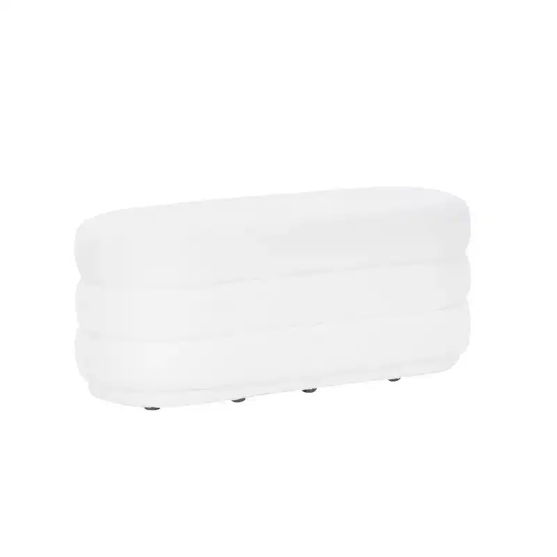 Linon 16.25" Delcy Faux Shearling Oblong Ottoman: Plush, Midcentury Accent, Wood Legs