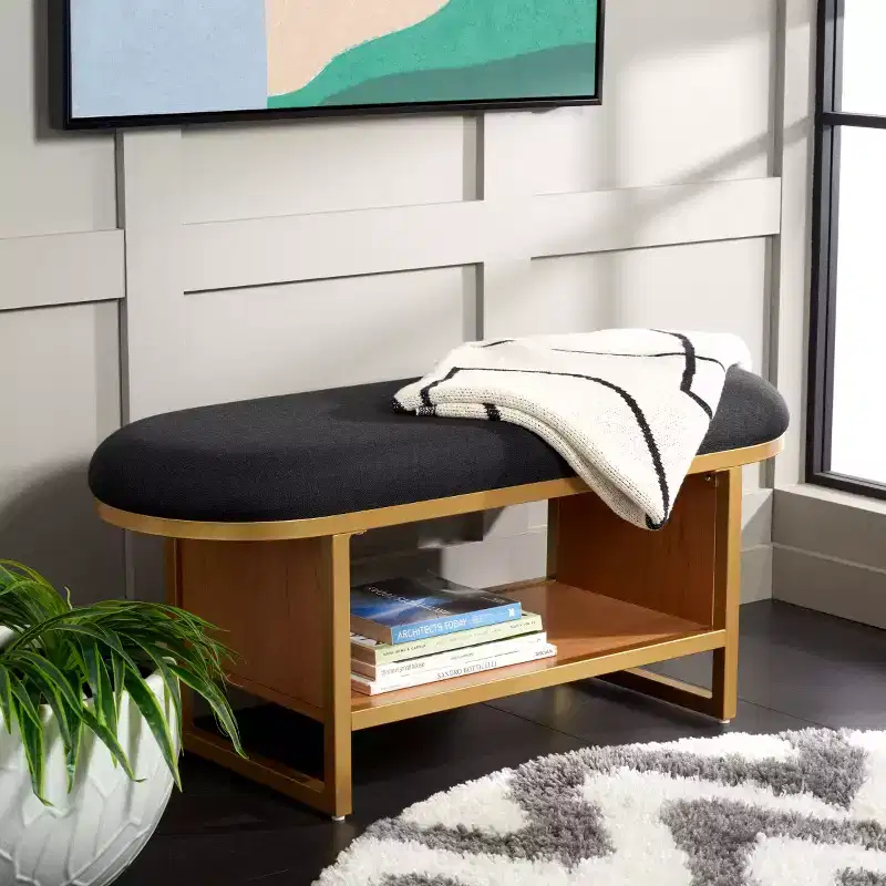 Iona Open Shelf Bench With Cushion - BCH5002 - Safavieh