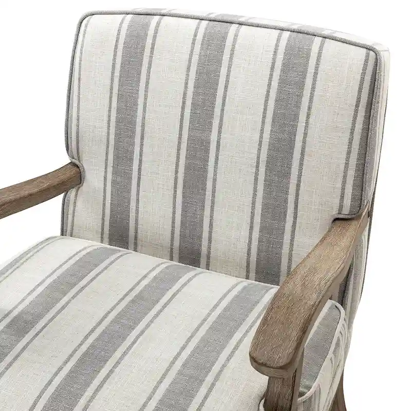 Rinaldo Farmhouse Polyester Armchair with Solid Wood Legs Set of 2 by HULALA HOME