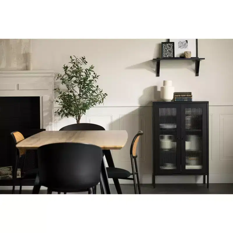 South Shore 21.5" Wide Decorative Storage Cabinet Black: Metal Frame, 3 Shelves, Adult Assembly Required