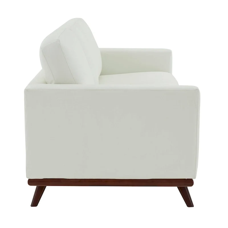 Chester Leather 3-Seater Sofa with Birch Wood Base Modern Living Room Couch with Removable Cushions - 83