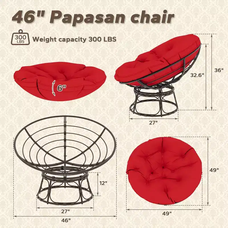 Papasan Patio Chair with Cushions