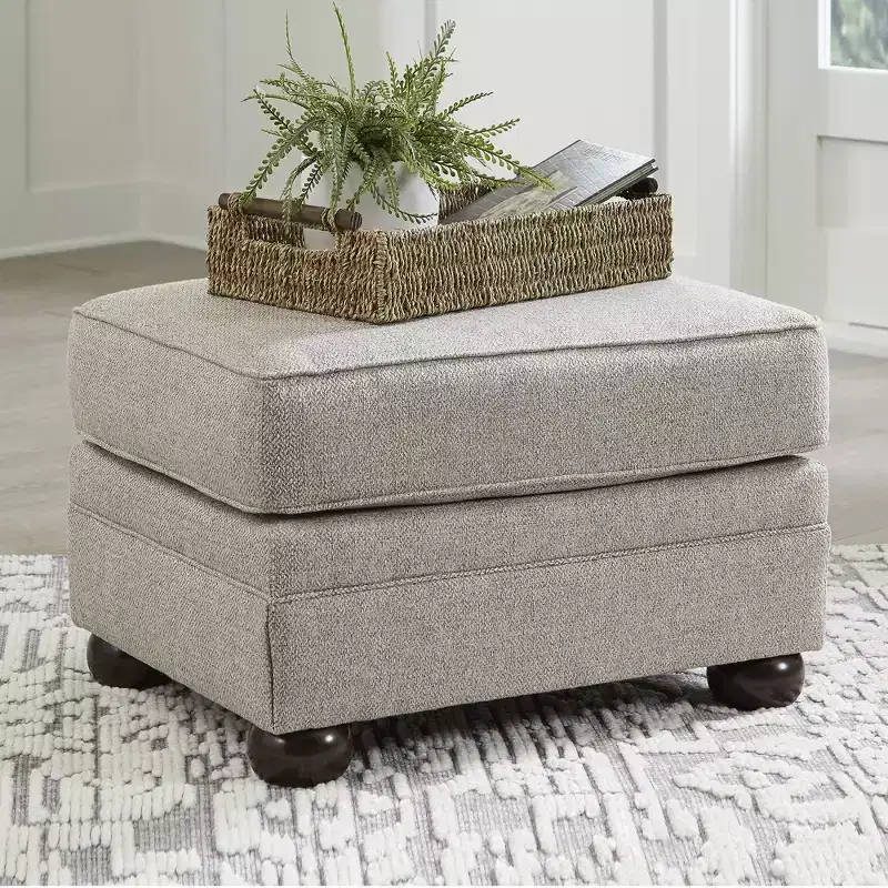 Signature Design by Ashley Gaelon Casual Firmly Cushioned Ottoman with Bun Legs, Gray & Brown
