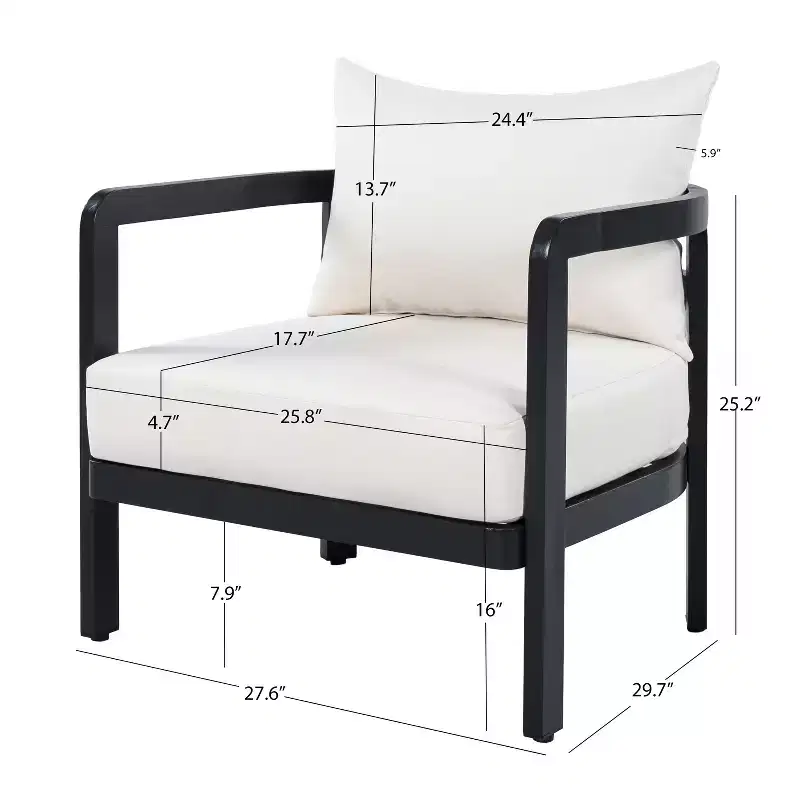 Christopher Knight Home Miguel Modern Aluminium Patio Accent Chair with Curved Backrest and Cushion