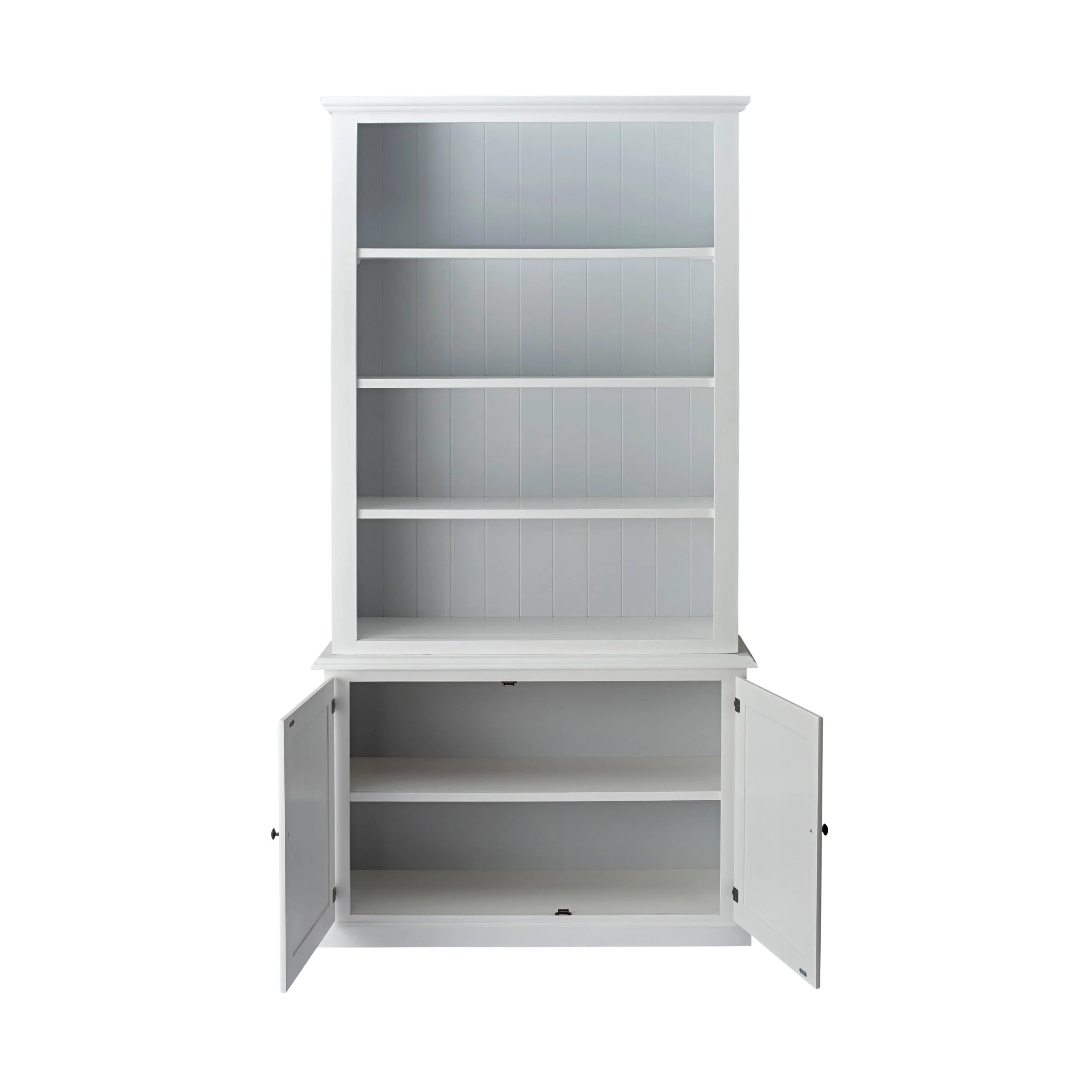 Armand Hamptons Timber 2 Door Library Shelving Unit White 124x240cm