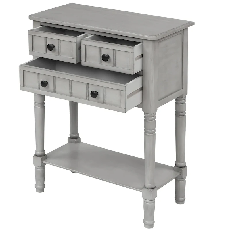 3-Drawer Console Table with Bottom Shelf