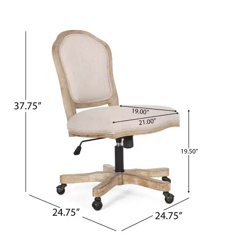 French Country Upholstered Swivel Office Chair
