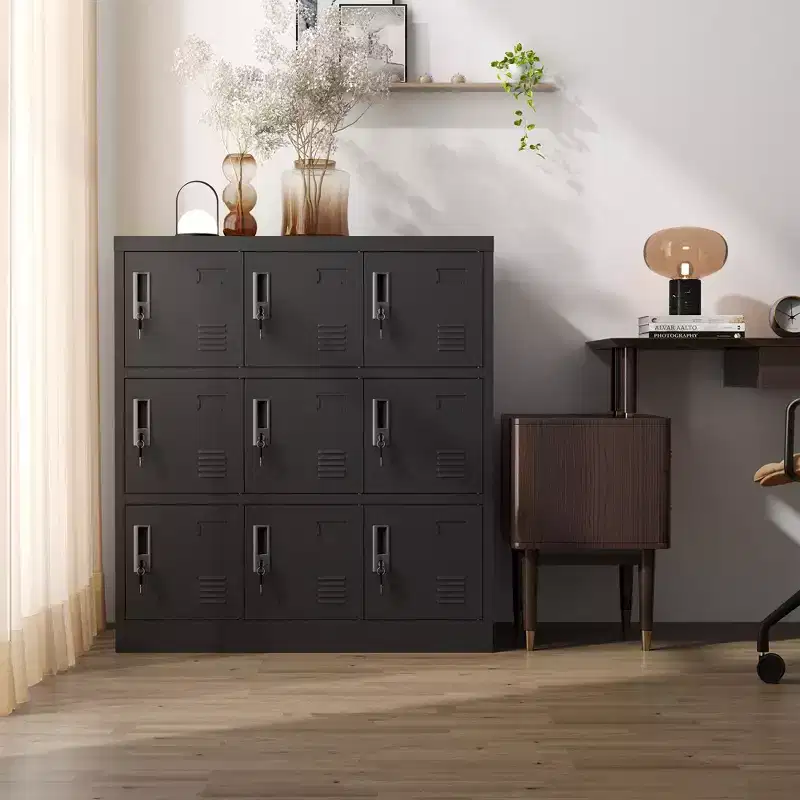 Employee Storage Locker, Multiple Doors Steel Gym Lockers with Card Slots and Vents