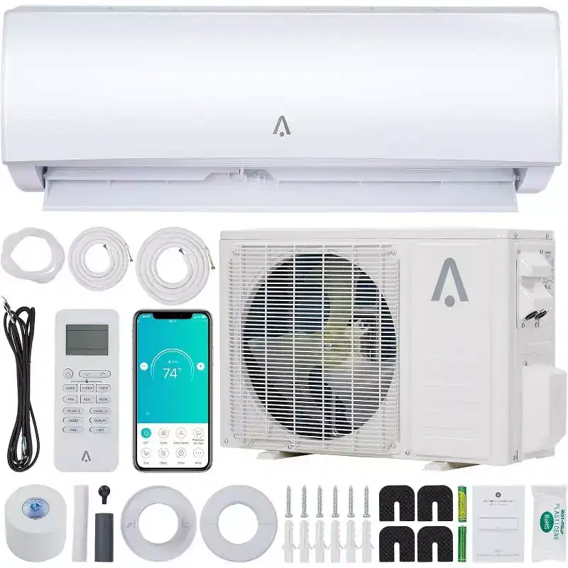 Acekool 12,000 BTU Mini Split AC & Heat Pump, 21 SEER2 Inverter, WiFi, Ductless System with Install Kit for Rooms up to 750 Sq Ft, 230V
