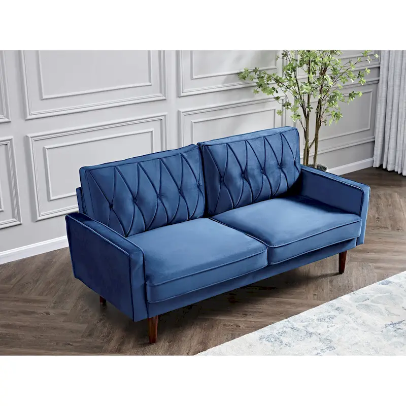 Feemster 69.3 Wide Velvet Tufted Cushion Back Sofa