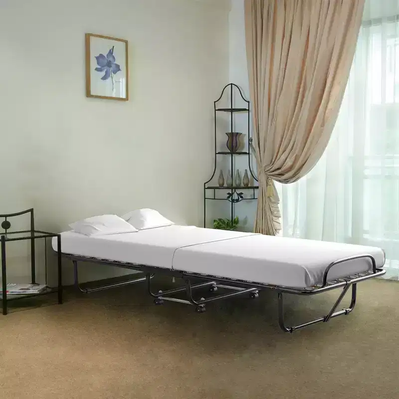 Costway Rollaway Folding Metal Bed Memory Foam Mattress Cot Guest Made in Italy