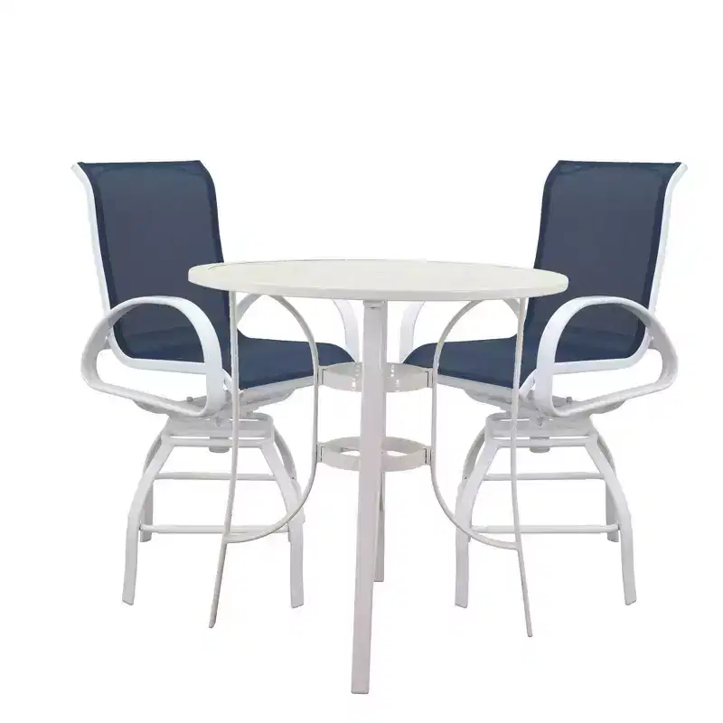 Courtyard Casual Santa Fe 3 pc Balcony Height 36 Round Dining Set Includes one 36 Balcony Table and two Balcony Swivel Stools
