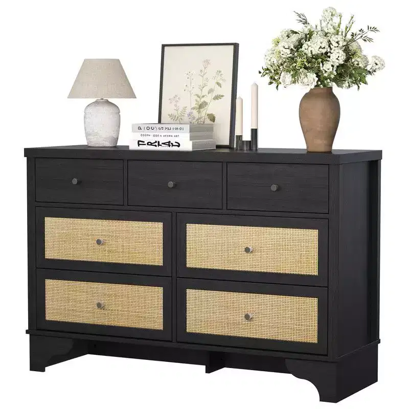 Dresser for Bedroom with 7 Drawers, 7 Drawers Double Dresser, 47.3'' Wide Wood Chest of Drawers
