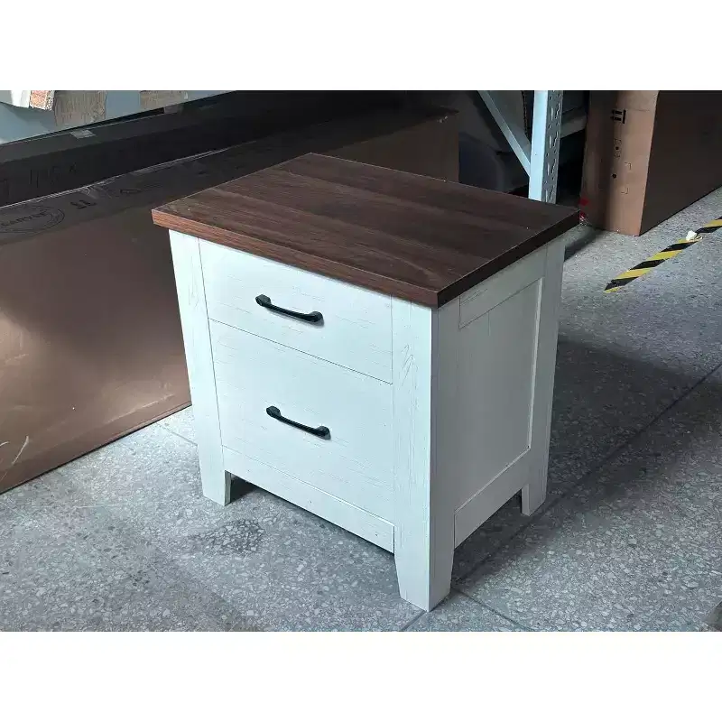 Night Stand with 2 Drawer, Farmhouse Bed Side Tables, Storage Cabinet, Wood End Table for Bedroom, Living Room