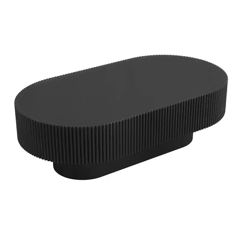Oval Coffee Table with Fluted Base for Living Room