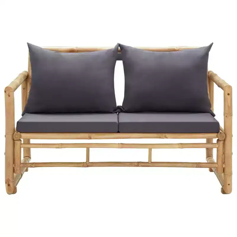 vidaXL Garden Bench Dark grey, Natural bamboo