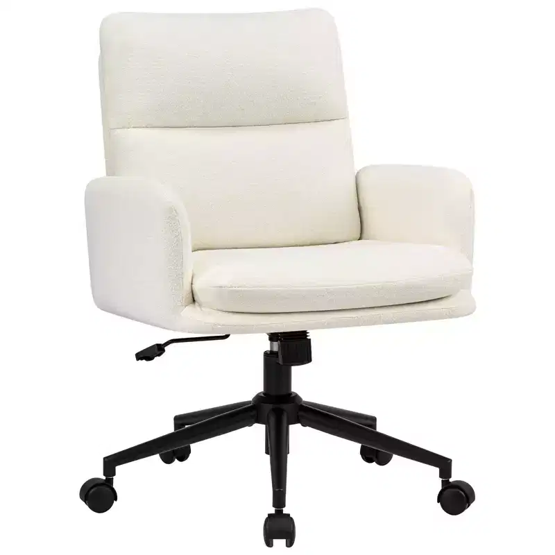 Modern Home Office Desk Chair with High Backrest, Chenille Upholstered Accent Chair