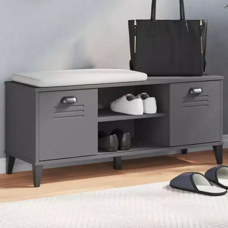 Solid Pine Wood Shoe Bench with Storage Shelf - Hallway Organizer Furniture