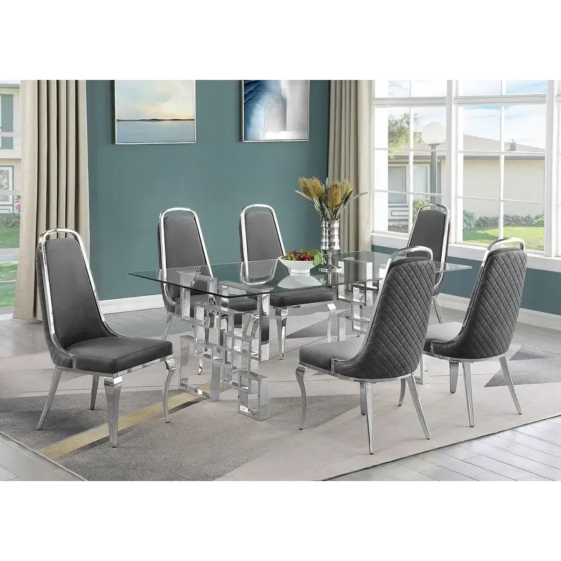 Best Quality Furniture Tempered Glass Dining Table Stainless Steel