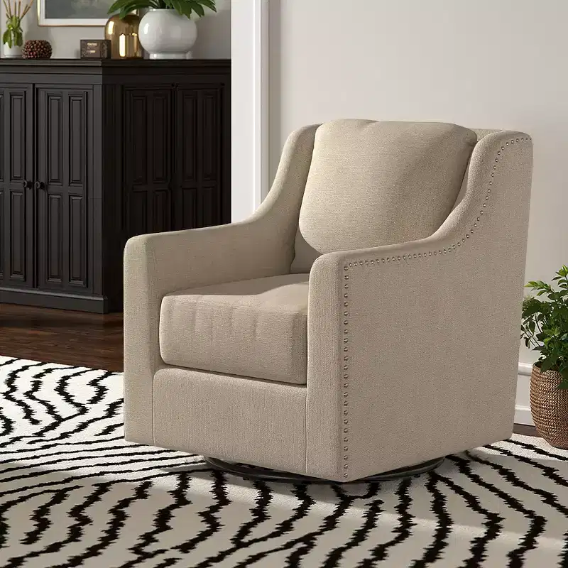Halden Nailhead Swivel Accent Chair - iNSPIRE Q