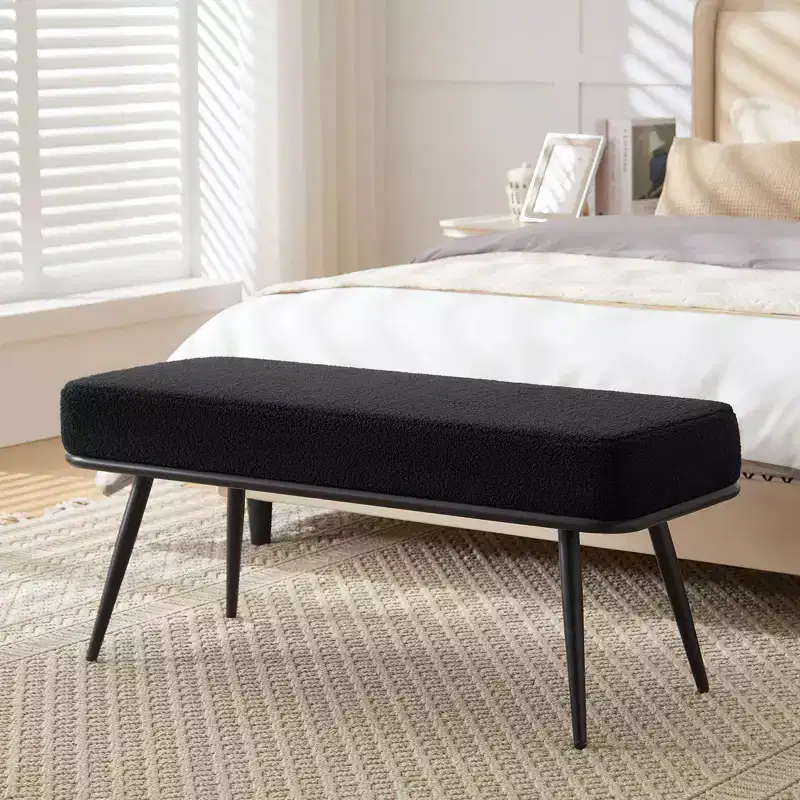 Bekrvio 43.3 Teddy Ottoman Bench,Entryway/Bed Bench End of Bed  Upholstered Padded Seat,Mid Century Modern for Living Room, Hallwa