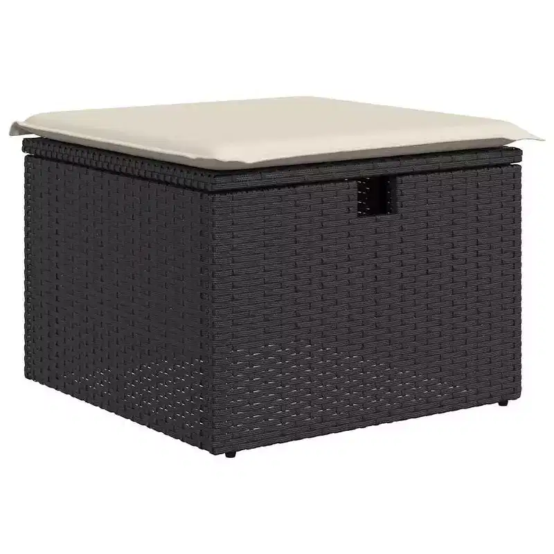 vidaXL Garden Sofa Set Black PE Rattan Large Adjustable Feet