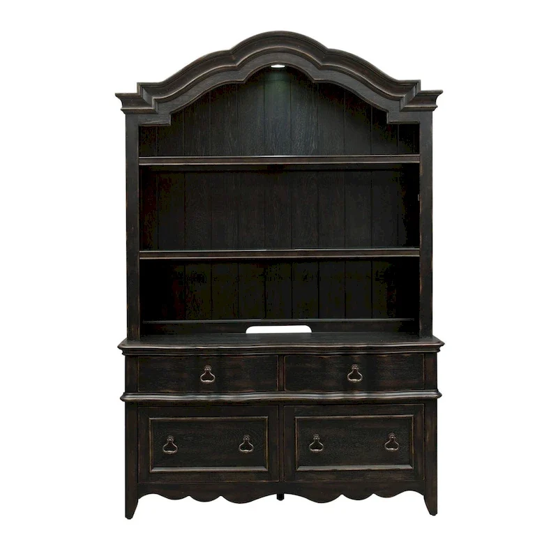 Copper Grove Chesapeake Wire Brushed Antique Black Credenza Hutch