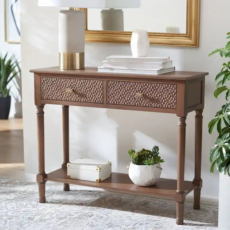SAFAVIEH Salina 2-Drawer Console Table - 35.5 W x 13 L x 29.5 H - 36Wx13Dx30H