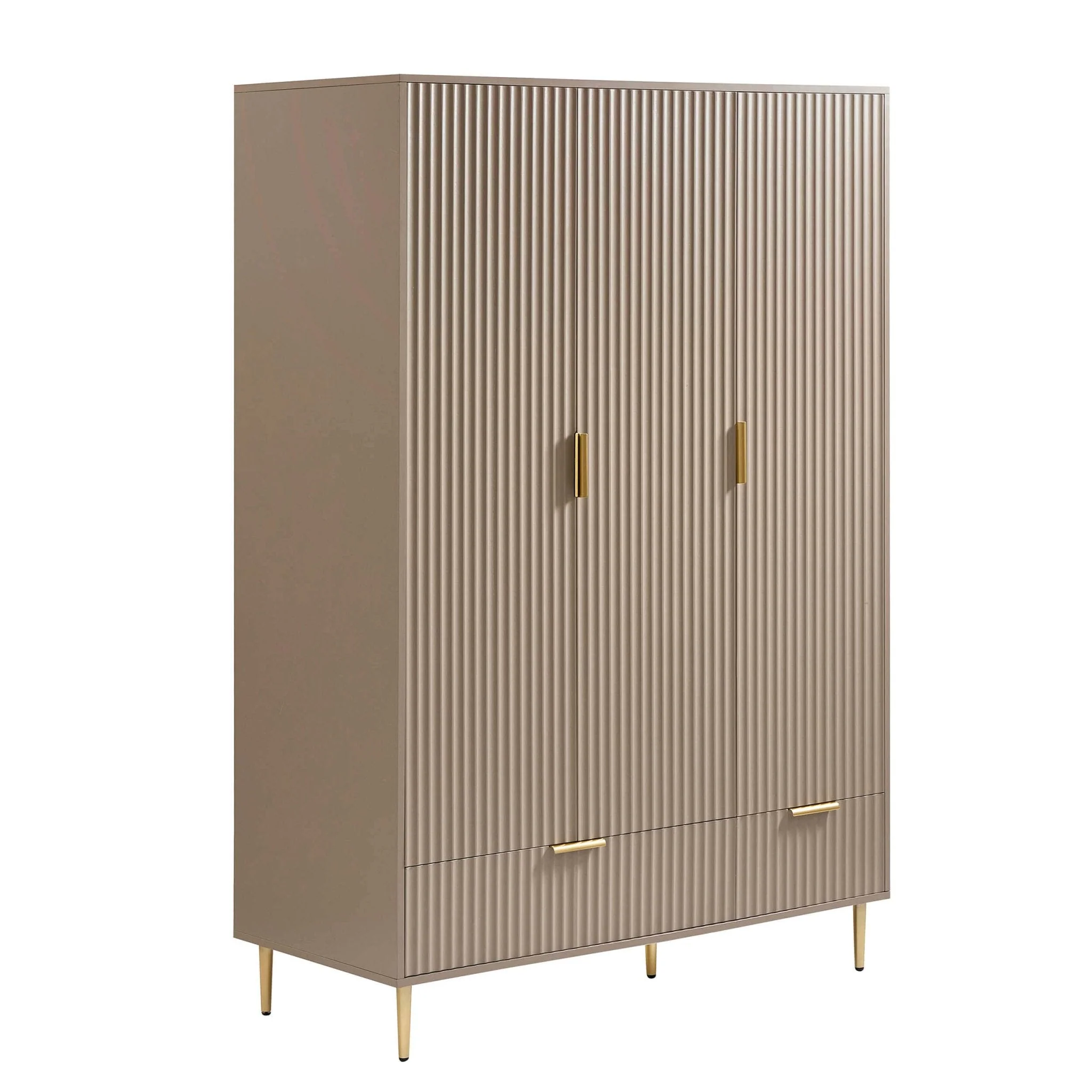 3 Door Wardrobe with Drawers - Taupe