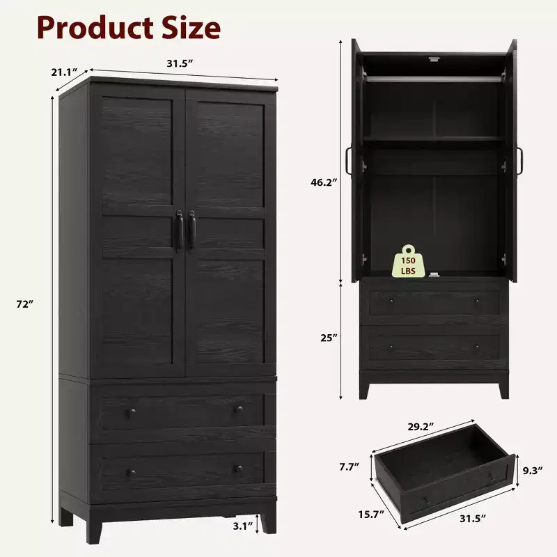 Kitchen Bakers Rack, 5 ft Power Cable Bakers Rack with Power Outlet, Kitchen Stand with X-Shaped Support Bar, 12 S-Shaped Hooks, Black & Brown