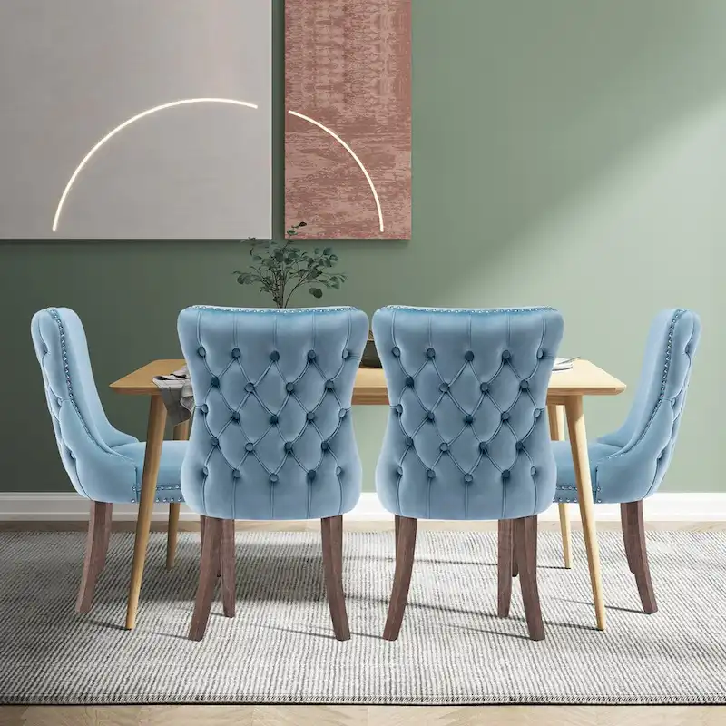 KATA Velvet Upholstered Wingback Dining Chairs Set of 4
