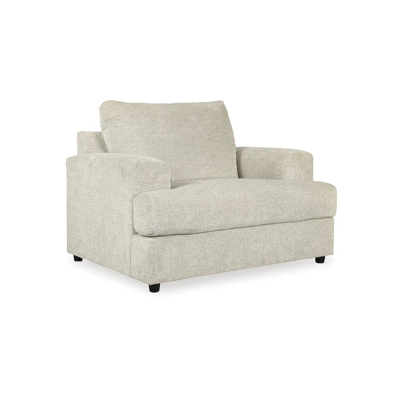 Beige Upholstered Accent Chair & Ottoman Set, 52