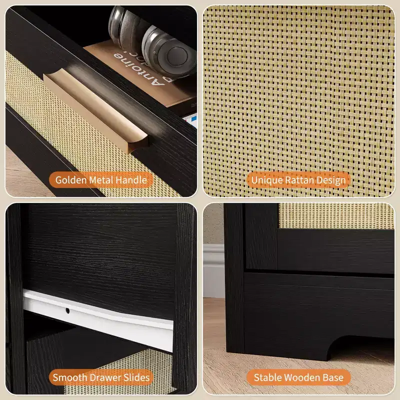 12 Drawer Dresser, Rattan Chest of Drawers, Closet Clothes Storage Organizer, Dressers with Drawers for Bedroom, Living Room