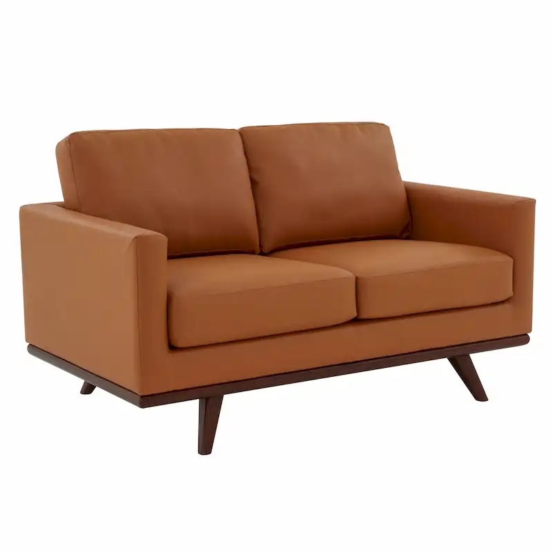 Modern Leather Loveseat 2 Seater Sofa Couch With Birch Wood Base for Living Room Bedroom Garden Lounge - 58.27
