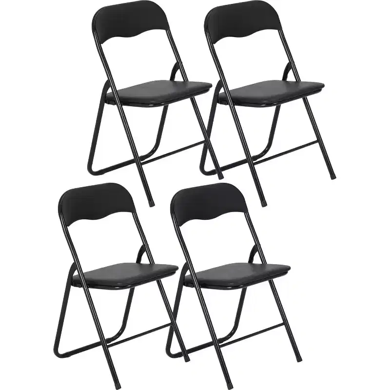 Folding Chairs, Outdoor & Indoor Event Portable Metal Folding Chairs with Cushion, Non-Slip Feet Pads Stackable Chairs